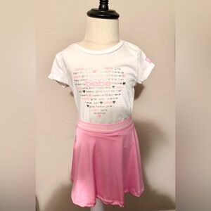 The Bebe Girls’ Inspiration tee with a matching skort.